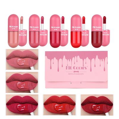 New Mini Capsule Lip Gloss 5 Color Sets Velvet Matte Non-stick Cup Color Liquid Lipstick