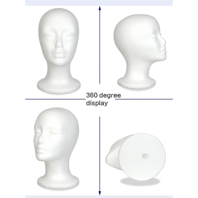 Weibliche Schaumstoff-Schaufensterpuppe Schaumstoff Perückenkopf Perückenständer und Halter Mannequinkopf-Modell Weißer Schaumstoff-Perückenständer zur Hutausstellung