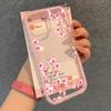 Pink Cherry Blossom Pattern Phone Case For iPhone 11 12 13 14 15 16 17 Pro Max Plus Air 2 In 1 Candy Color Clear Silicone Cover