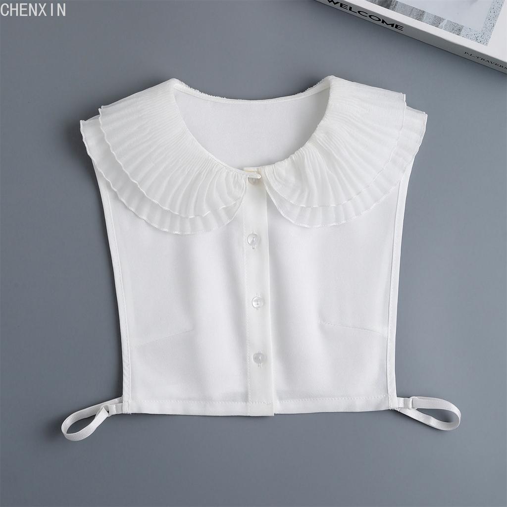 Abnehmbarer Kragen aus Baumwolle für Damen, für Pullover, Bluse, Hemd, gefälschter Kragen, dekoratives weibliches weißes halbes Hemd, falsches Kragen-Zubehör