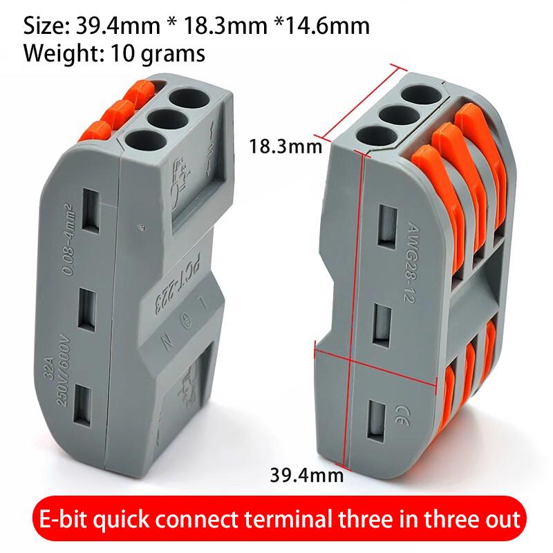 3 pieces of PCT-222 quick terminal block PCT-223 wire connector two-three-in-three-out press and wire to connector