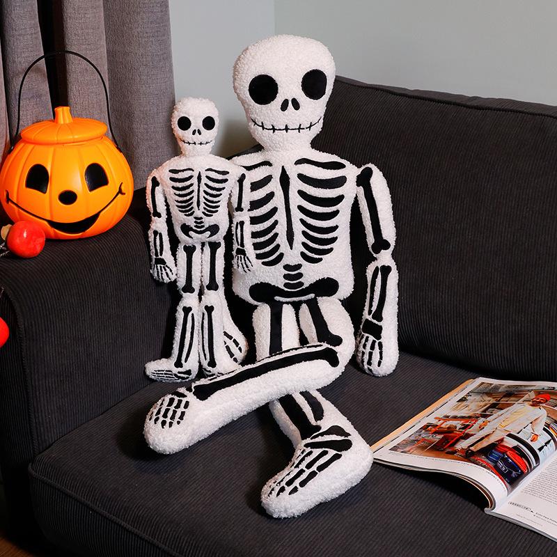 White Skull Hugging Pillow Plush - Halloween Gag Gift