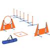 6 Piece Dog Agility Equipment Set With Weave Poles Jump Ring Hurdle Pause Box Bag Orange