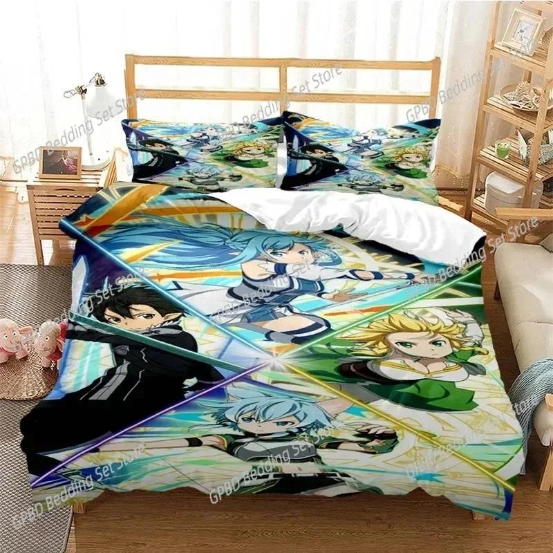 Cartoon Asuna Sword Art Online Bedding Set Single Twin Double Queen King Cal King Size Bed Linen Set