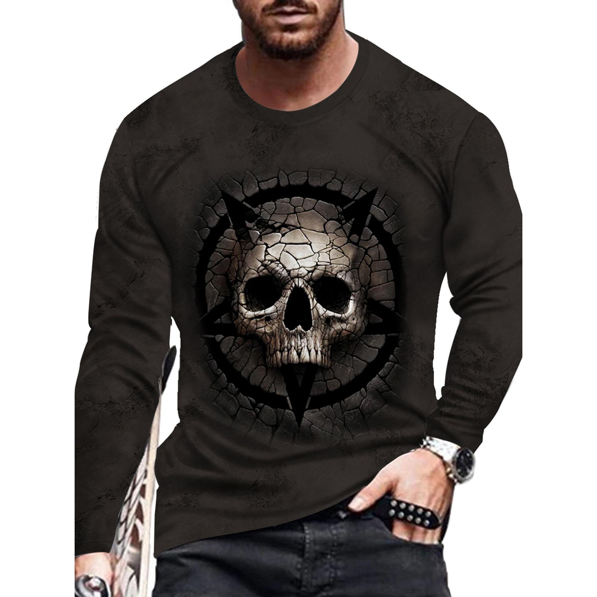 

Осінньо-весняна чоловіча футболка з принтом з довгим рукавом S