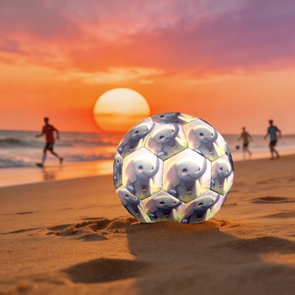 1pc Elephant Flowers Theme Soccer Ball Football, Size 5, Lightweight PVC, Outdoor Training Soccer Ball,Gift C6529