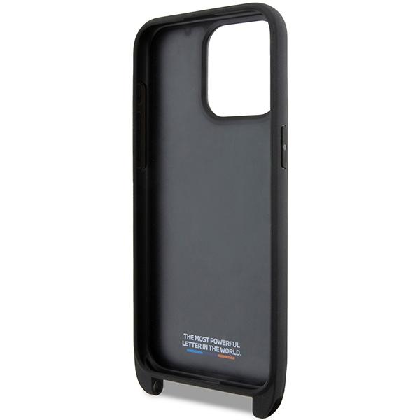 BMW Bmhcp15L23Psvtk Iphone 15 Pro 6.1 Czarny/Black Hardcase M Edition Carbon Tricolor Lines & Strap