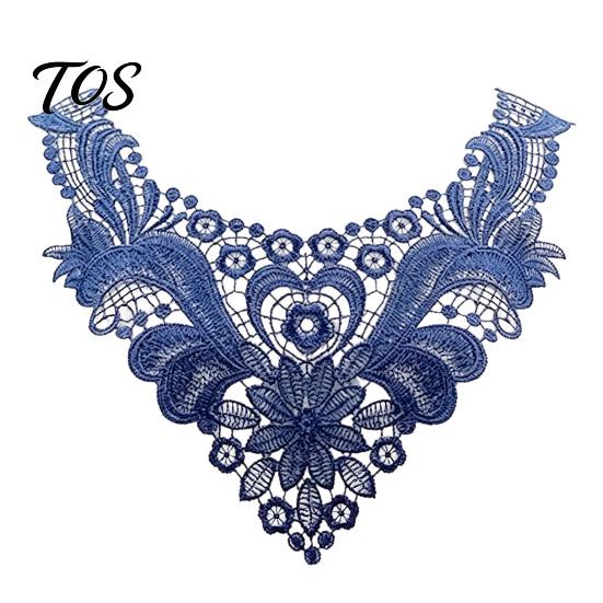 Fashion Neckline Enhancement Floral Lace Collar Insert, Embroidery V-neck Applique, Elegant Crafting Materials for Garments Hollow Petal Design,