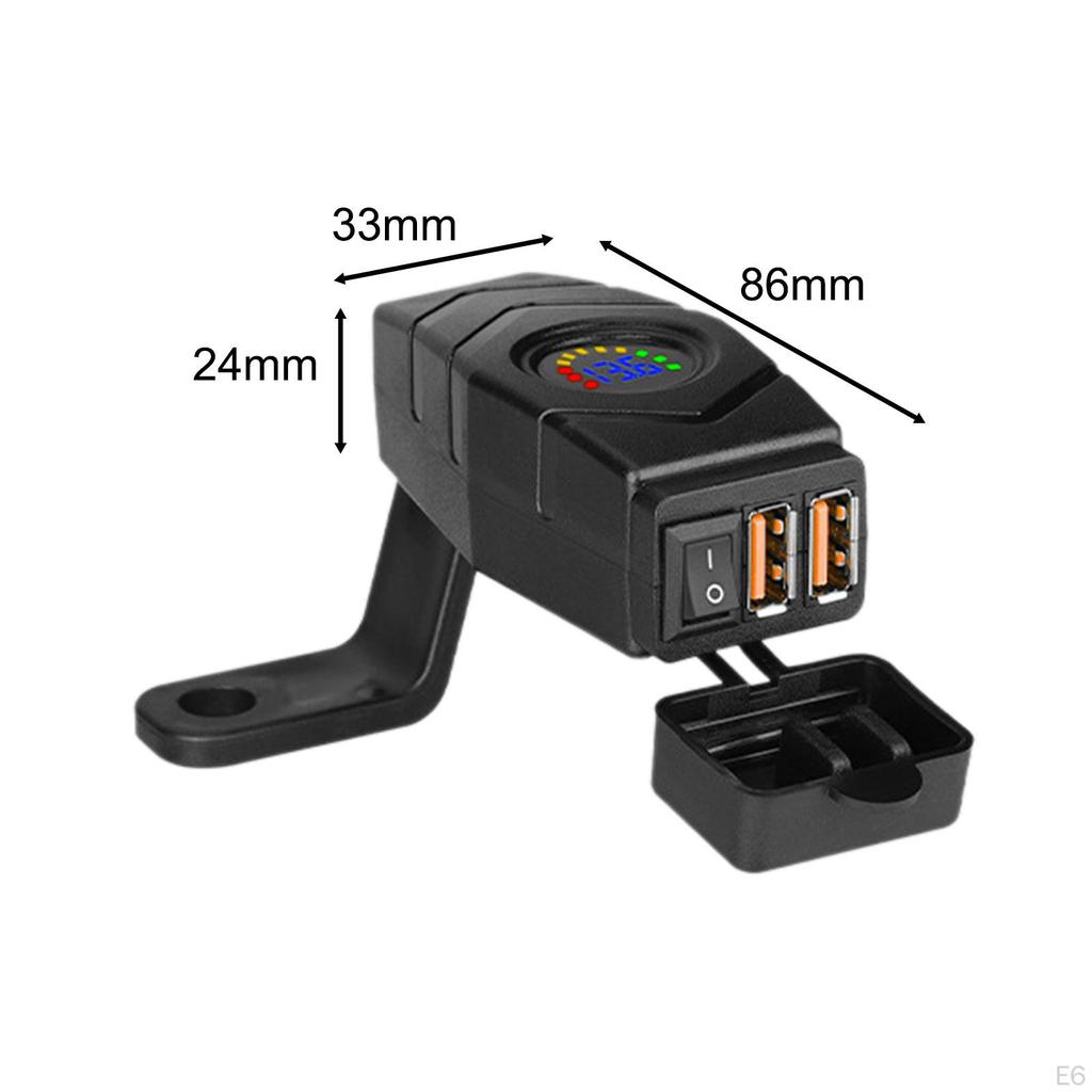 Motorcycle Phone Charger Quick Disconnect Double USB Adapter for Phones