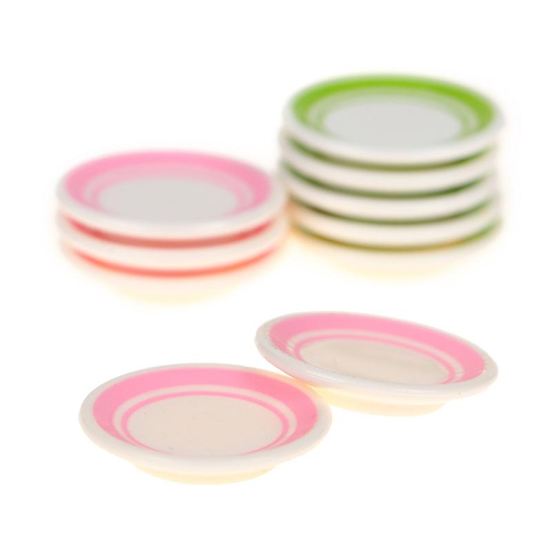 5Pcs/Bag 1:12 Dollhouse Miniature Colorful Plate Dishes Kitchen Accessories Toys