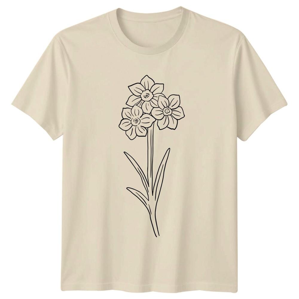 Simple Daffodil Flower Line Art TShirt Botanical Gardening Mothers Day