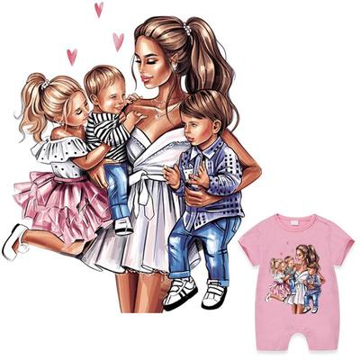 Mama Applique Patches Great Mother With 3 Kids Hot Tear New Design Diy Thermal Transfer Stripe Iron On Transfer