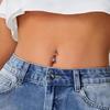 F136 Titanium Internal Thread Belly Button Ring Double Zirconia Set Navel Piercing Jewelry