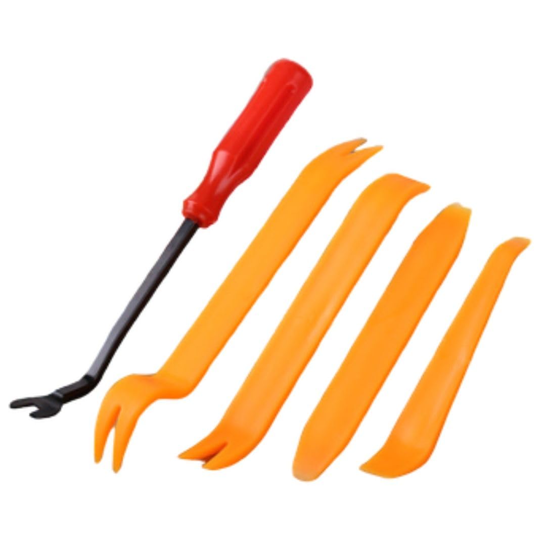 

Набор из 5 предметов Инструмент для снятия панельных заклепок, клипс, зажимов, Детали (Инструмент для снятия 4 панелей + 1 зажим-клипса) оранжевый