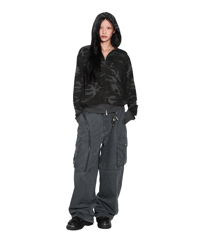 AAKAM Oblique Zippered Cargo Pants (Dark Gray)