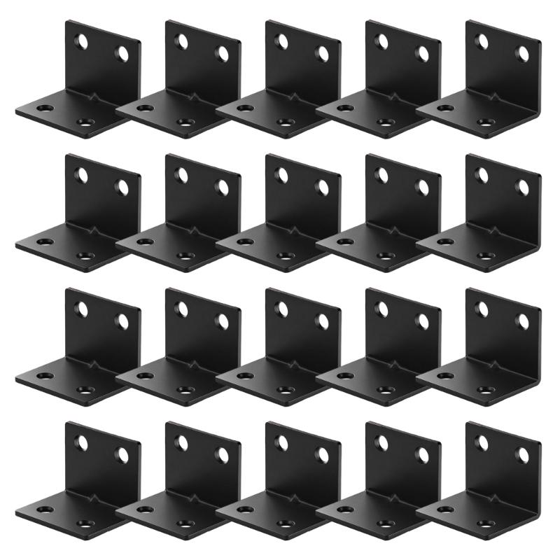 

20 Piece Metal Corner Brackets L Brackets with Mounting Hardware for Wood Metal Furniture Reinforcement