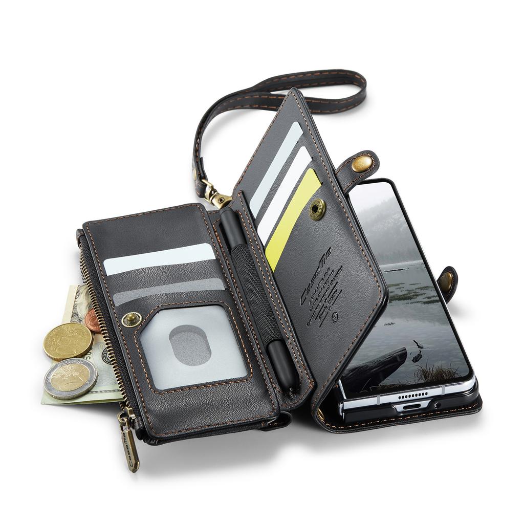 Crossbody Zipper Wallet Case For Samsung Z Fold7/Z Fold5 - PU Leather Card Holder Flip Cover