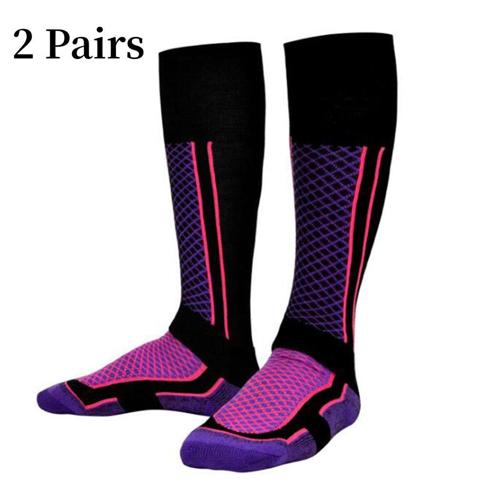 

2 Pairs Thickened Horse Riding Socks Riding Skiing Hiking Sock For Women Men Winter Warm Long Socks Outdoor Sport Knee Sock Hot фиолетовый