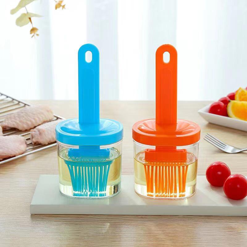 High Temperature Resistant Silicone Oil Bottle Brush with Lid and Base for BBQ, Baking, and Pancakes