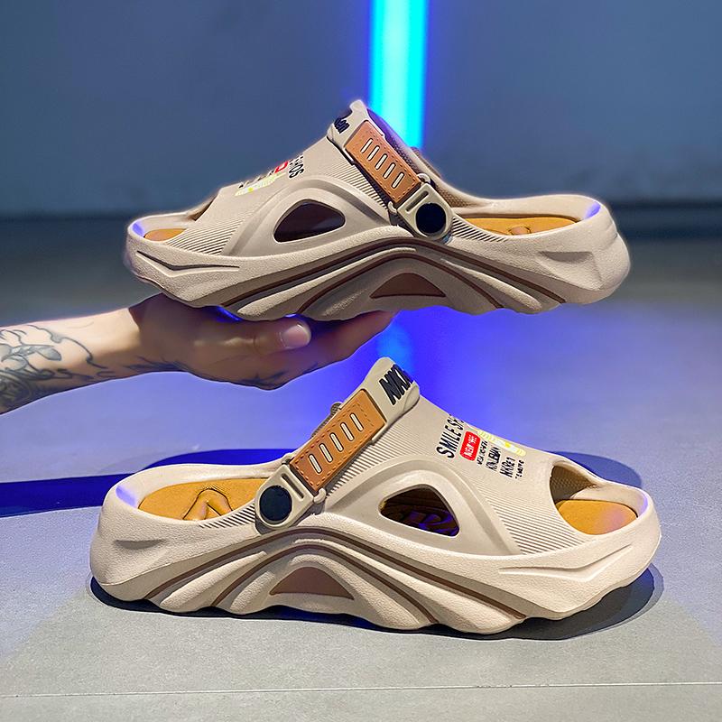 Fashion Smile Pop Casual Men Clogs Slippers Band Summer Slippers Outdoor Non-slip Beach Cozy Men Shoes Soft EVA Home Breathable Slippers