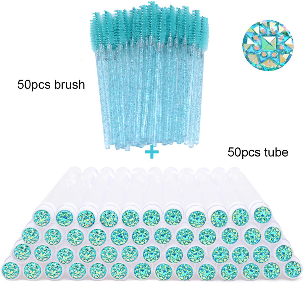 With Crystal Lash Mascara Wands Eyebrow Comb Spoolies Container Lash Brush Applicators Makeup Tools 50Pcs Eyelash Brush Tubes