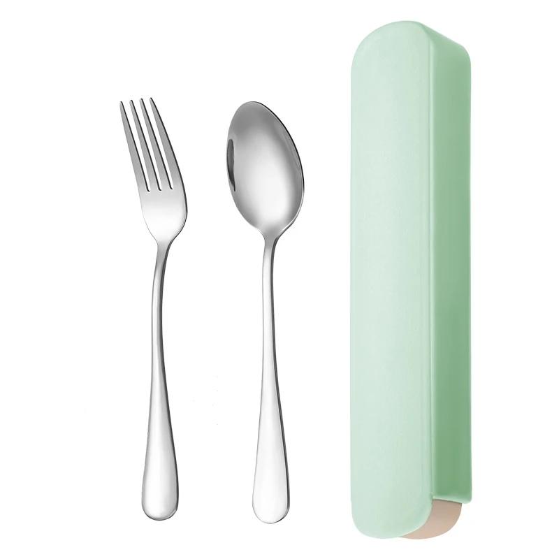 Portable Tableware 410 Stainless Steel Spoon Knife and Fork Three-piece Set Household Simple Student Dormitory Tableware Set Fit