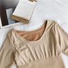 Women's Thermal Underwear Set: Long Sleeve Velvet Round Neck Top