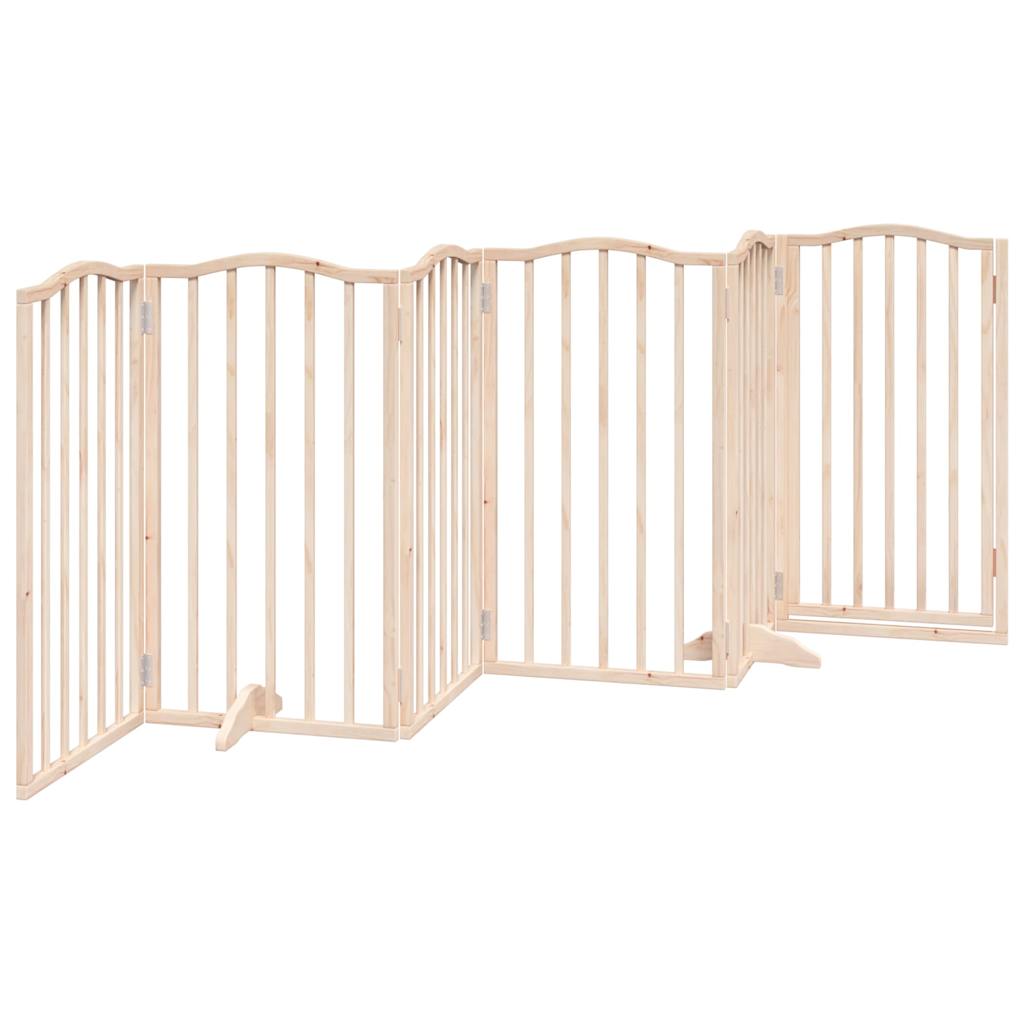 Foldable Dog Gate with Door 6 Panels 300 cm Poplar Wood