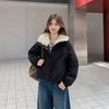 Velvet stand-up neck cotton clothes women's short winter new loose and versatile fashion cotton-padded clothes