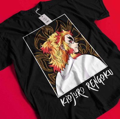 Demon Slayer Shirt Rengoku Kyojuro Tshirt Tanjiro T-Shirt Muzan Doma Akaza Tee BB514