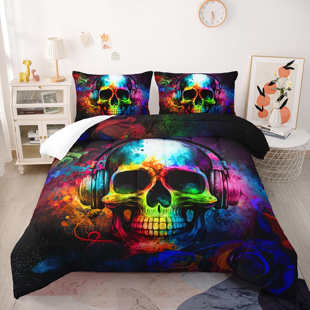 Gothic Style Bedding Set Rose Skull 3D Print Polyester Duvet Cover Single Twin Queen King Size for Home Decoration Birthday Gift