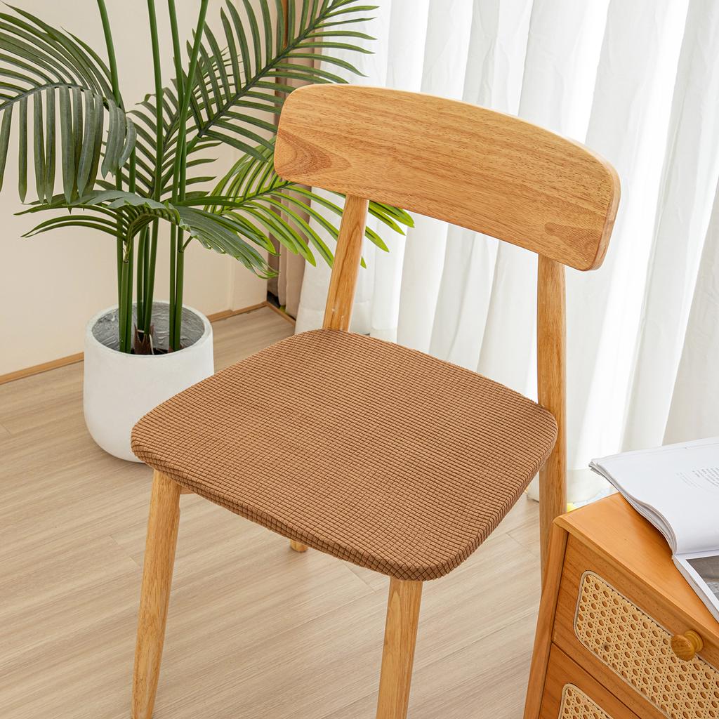 Stretch Jacquard Chair Seat Covers Solid Removable Washable Anti-Dust Dining Room Chair Seat Cushion Slipcovers