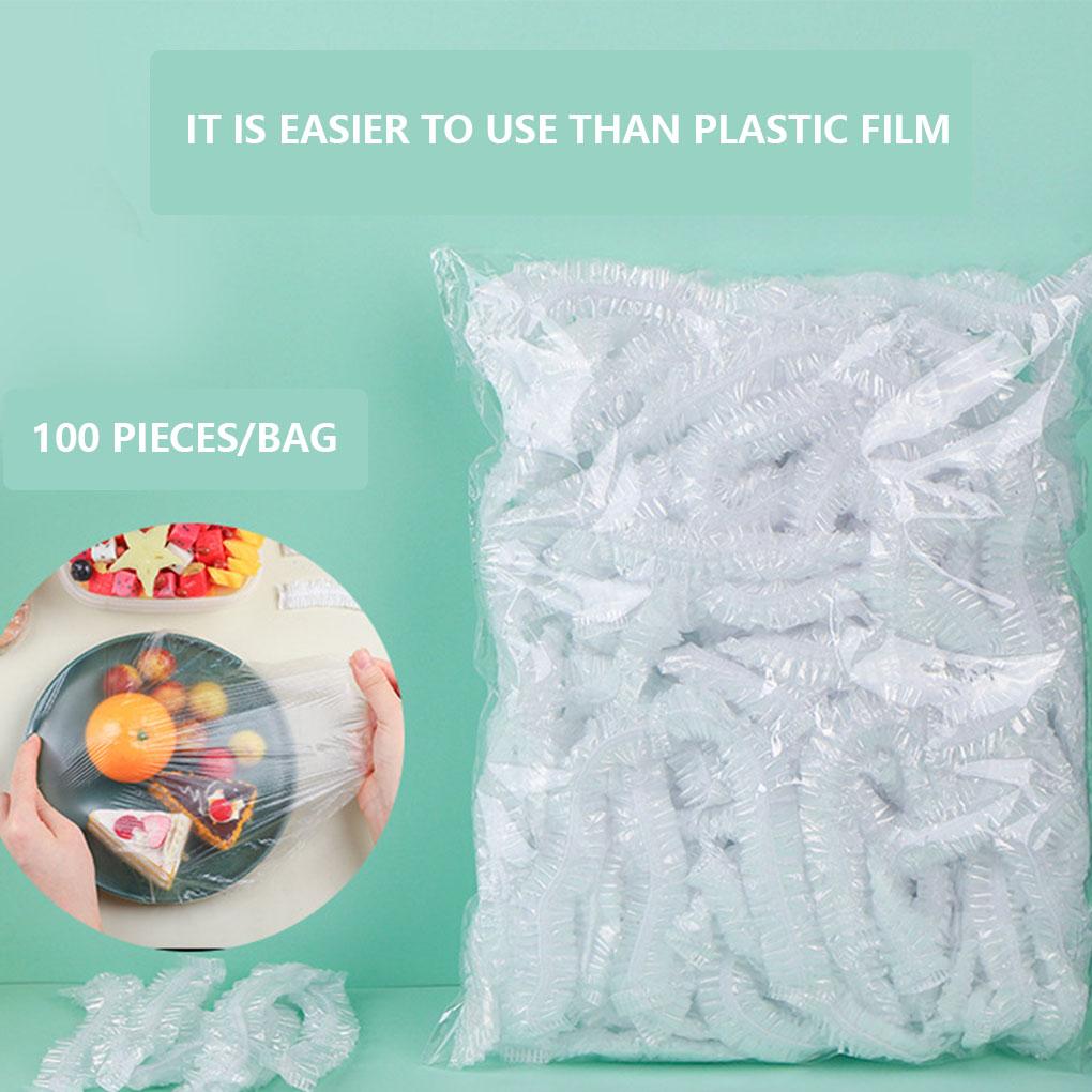 100X Food Cover Plastic Wrap Fresh Lids Reusable Washable Convenient Household Accessories Bowl Bottle Kitchen Gadget