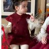 Girls Winter Half Turtleneck Knit Top Fleece Trim Sweater Festive Versatile Chinese New Year Outfit