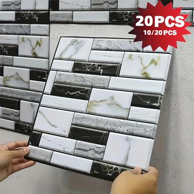 10/20 adet 3D Simülasyon Tuğla Desenli Duvar Çıkartması Ev Dekorasyonu Yatak Odası, Mutfak, Oturma Odası Arka Planı için Kendinden Yapışkanlı Duvar Kağıdı