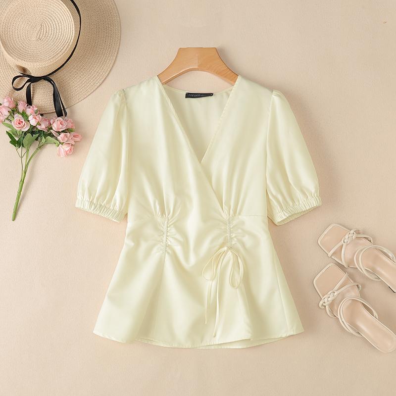 

ZANZEA Women Casual V-Neck Summer Short Sleeve Solid Blouse S