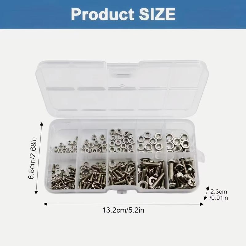 320pcs Premium Stainless Steel Screw and Nut Assortment Kit - Corrosion-Resistant, Snap-in Nuts, M2 To M5 Sizes - Ideal for DIY