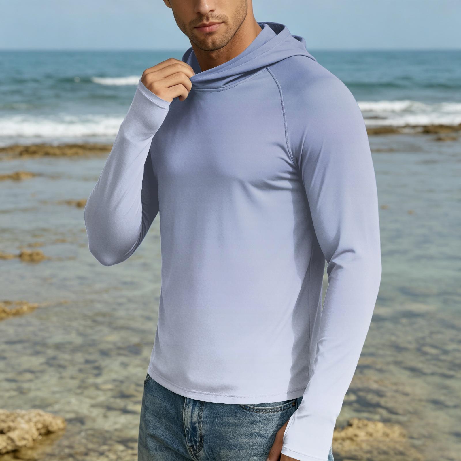 Master key Heren UPF50+ Zonbescherming Hoodie Lichtgewicht Sneldrogend Lange Mouwen Shirt met Capuchon voor Buitenactiviteiten M