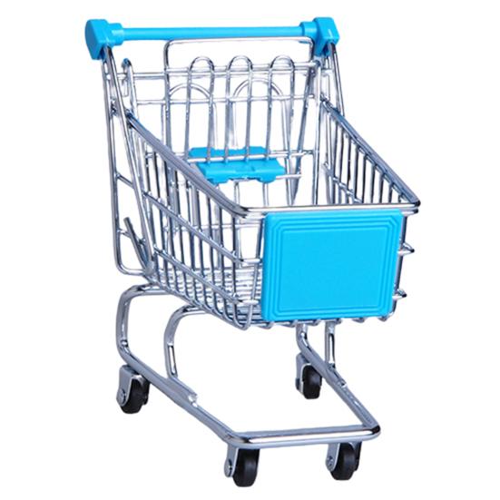 Hand Trolley High Simulation Decorative Mini Shopping Cart Storage Basket for Storing Pretend Toy