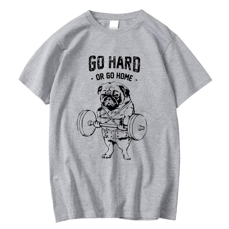 100% Baumwolle Lässiges Mopsleben Herren T-Shirts Mode Nach Hause Gehen Oder Vollgas Geben Herren T-Shirt Oberteile Herren Lockerer Herren T-Shirt Lässiges Sommer