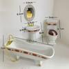 1:12 Scale Miniature Ceramic Bathroom Set - 4-Piece Dollhouse Fixtures