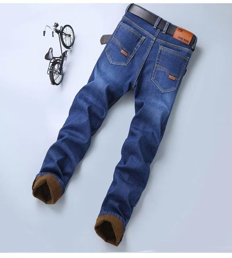 Herren Jeans mit Plus-Samt und geradem Bein für Herbst/Winter - Vielseitige Business- und Freizeitkleidung für Männer mittleren und höheren Alters