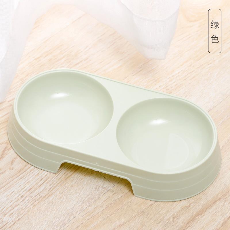 

Simple Oval Double Pet Bowl, Non-Slip Cat and Dog Feeding Bowl for Food and Water, Ideal for Small Pets Daily Indoor Use Green