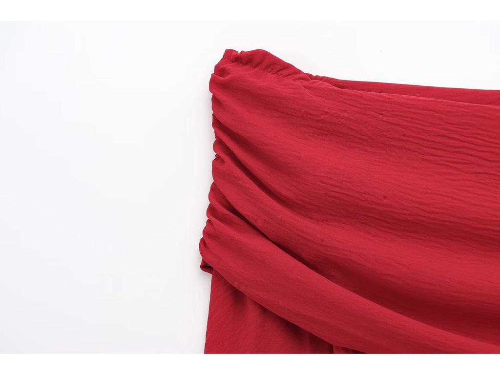 2024 Women's European & American Style One-Shoulder Ruched Slimming Top