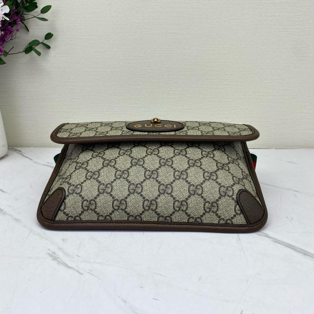 [Pre-Owned] Neo Vintage Series Gold Foil Logo Monogram Tiger Head Decorative Striped Shoulder Strap Canvas And Leather Messenger B - Excellent #7MEK5G
