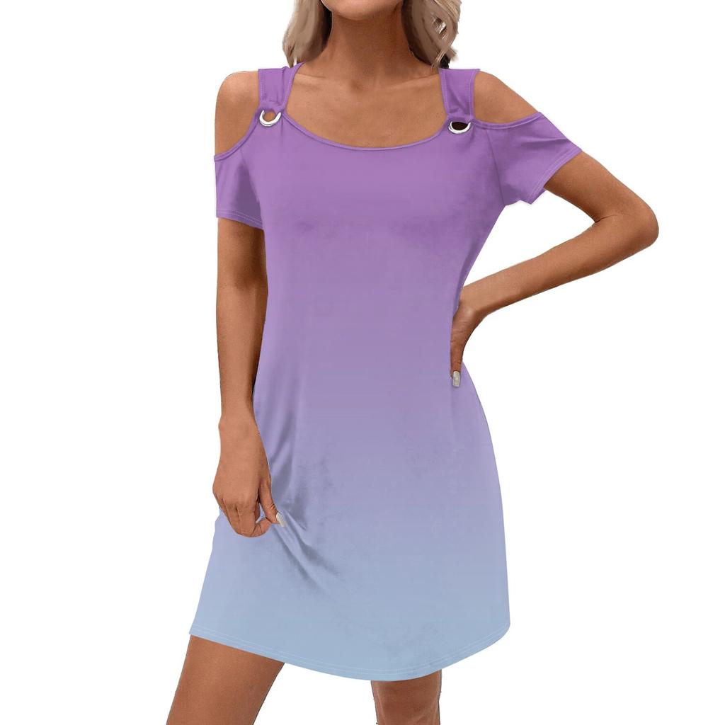 Women's Stylish Casual Summer Gradient Dress With Pockets