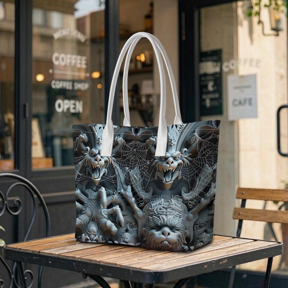 Gothic Gargoyle Print Large Tote Bag