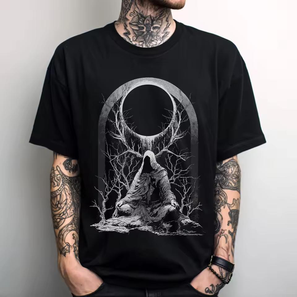 Unisex Gothic Horror T-Shirt Alternative Heavy Metal Graphic Shirt Emo Goth Clothing Occult Weirdcore T-Shirt, Goth Gift For Him