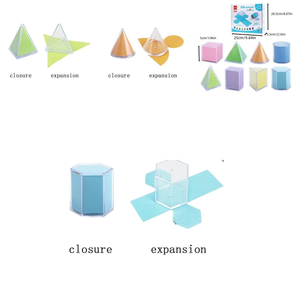 Kit Model Matematic Geometrie 3D Pentru Școala Gimnazială Cub și Prismă Dreptunghiulară Diagrame desfășurate