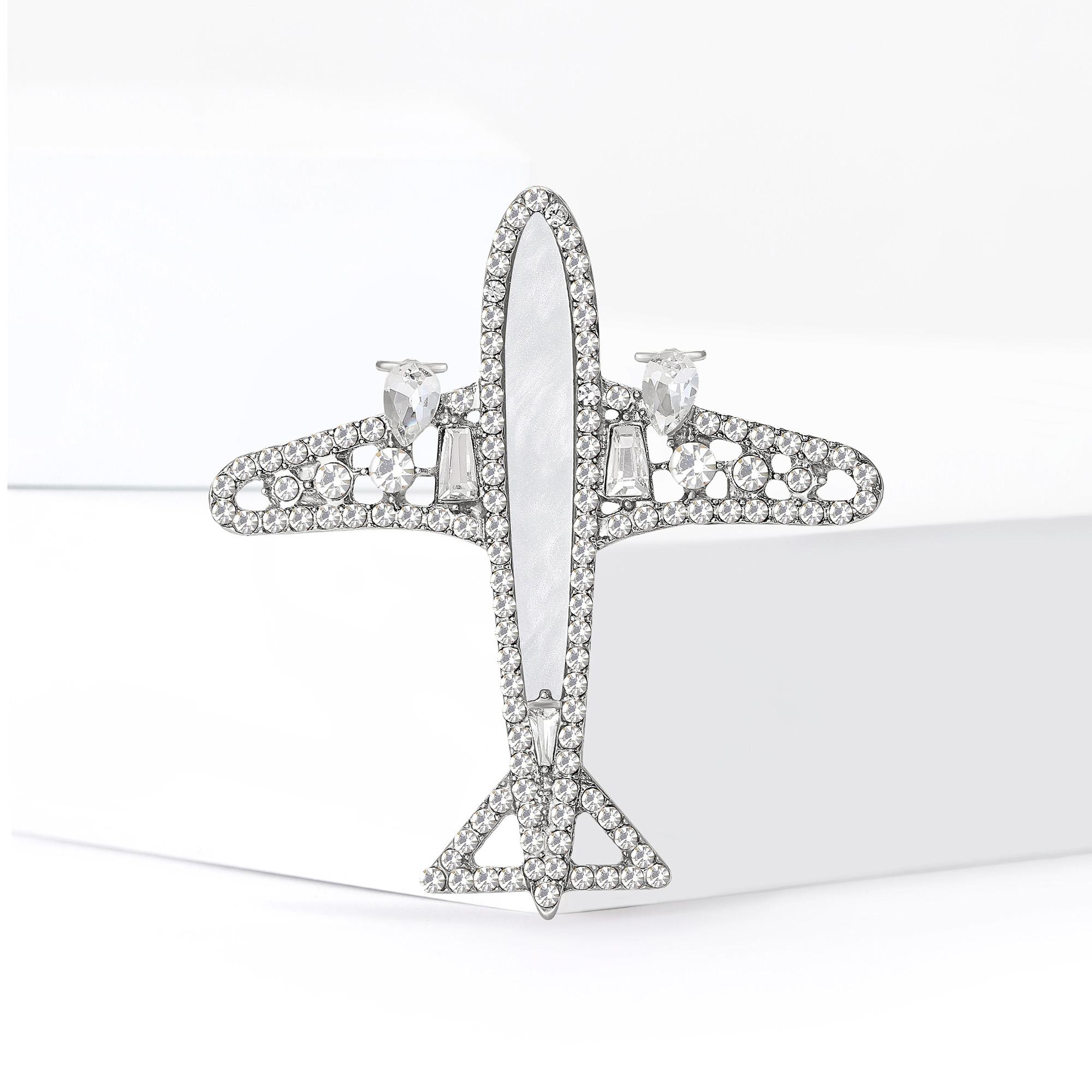 Classic Rhinestone Airplane Brooches for Women Transportation Pins Keychain Event Party New Gifts Jewelry Decoration Accessories
